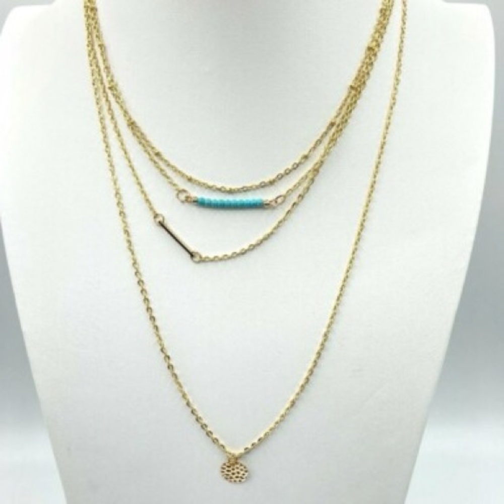 *BRAND NEW/UNUSED 🆕* Women’s Jules Smith Gold & Turquoise Layered Necklace - Picture 4 of 13